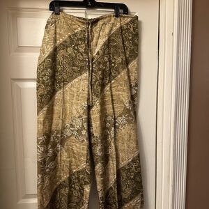 Kriss Kross Set Silk & Cotton Cardigan (Size XL) & Wide Leg Pants (16) Set